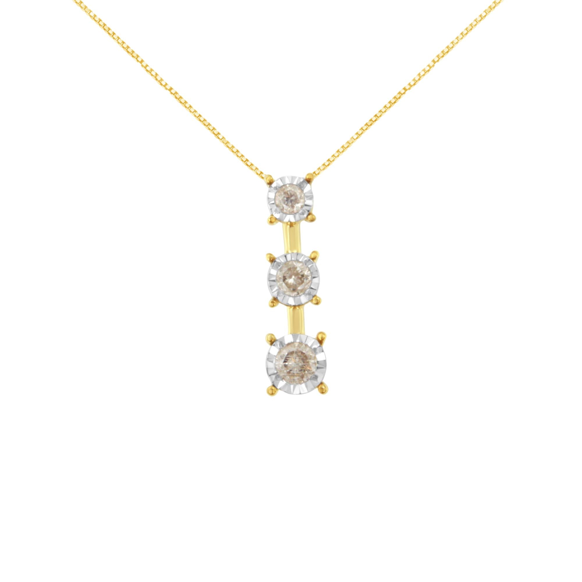 10K Yellow Gold 1/4 cttw Miracle-Set Brilliant Round Cut Diamond