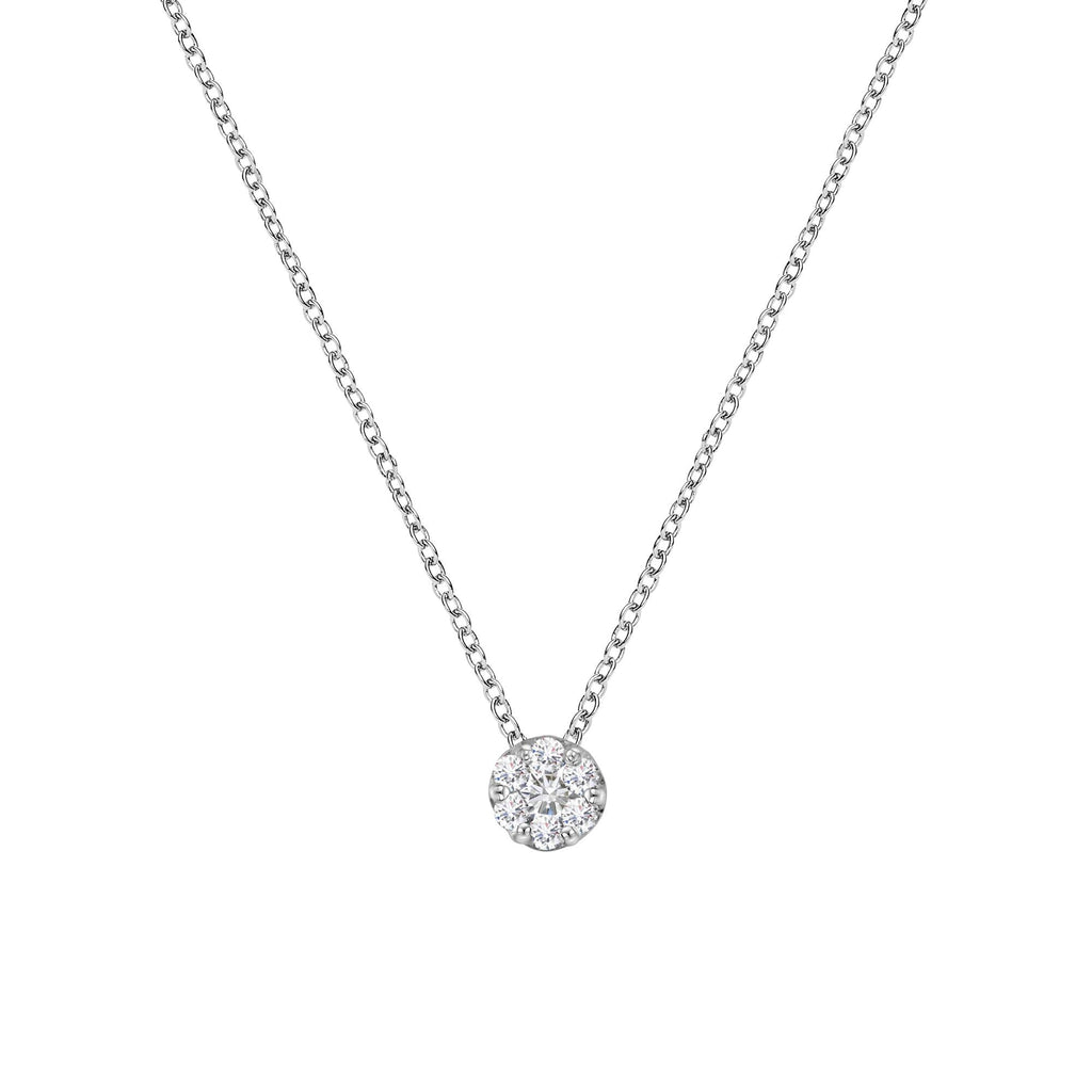 14K White Gold 1/4 Cttw Shared Prong Set Round-Ct Diamond 7 Stone