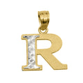 Precious Stars PT-2056-R 14K Two Tone Gold Diamond-Cut Initial Letter